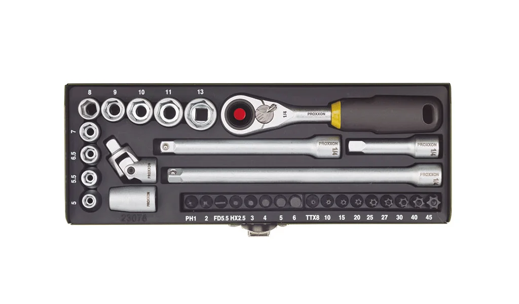 Proxxon Feinmechaniker-Steckschlüssel- und Schraubersatz 1/4" (32-teilig) - 23078